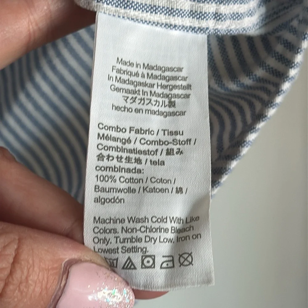 Crewcuts Boys Blue and White Stripe Button Down Shirt Size 12